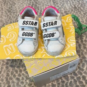 Golden Goose Kids White Sneakers with Pink Accents